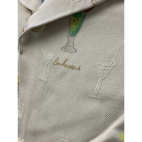 VTG Riscatto Cocktail Shirt Size L Beige Silk Short Sleeve Button-Up Mai Tai - Picture 3 of 9